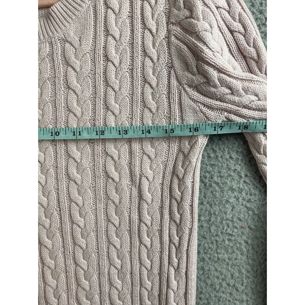 H&M Womens Sweater Size S Pink Cable Knit Pullover Long Sleeve Crew Neck Basic - Picture 5 of 9